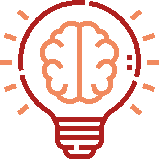 Icône vie du laboratoire représentant un cerveau dans une ampoule